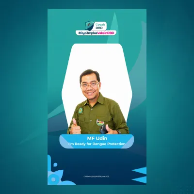 Qdenga vaccine awareness photobooth result showing participant portrait with personalized branded overlay